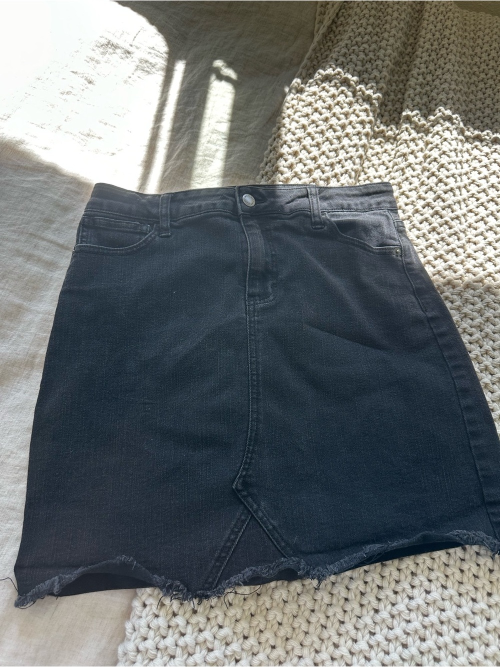 art class Black Raw-Hem Denim Mini Skirt 16/18 (some stretch)
